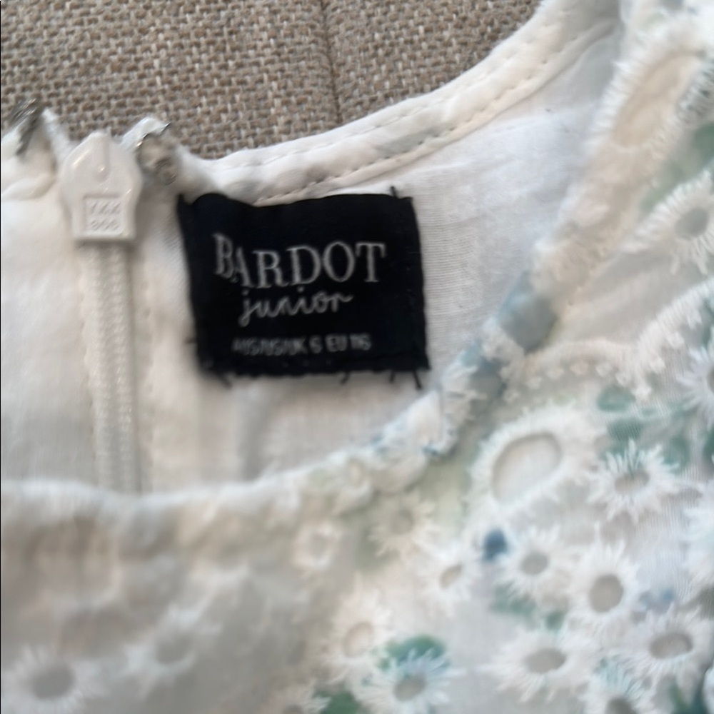 Bardot Junior White and Green Lace Dress
